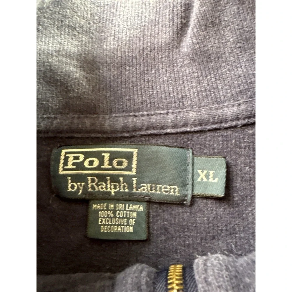 Polo Ralph Lauren Shirt Mens XL Navy Estate Rib Quarter Zip Cotton